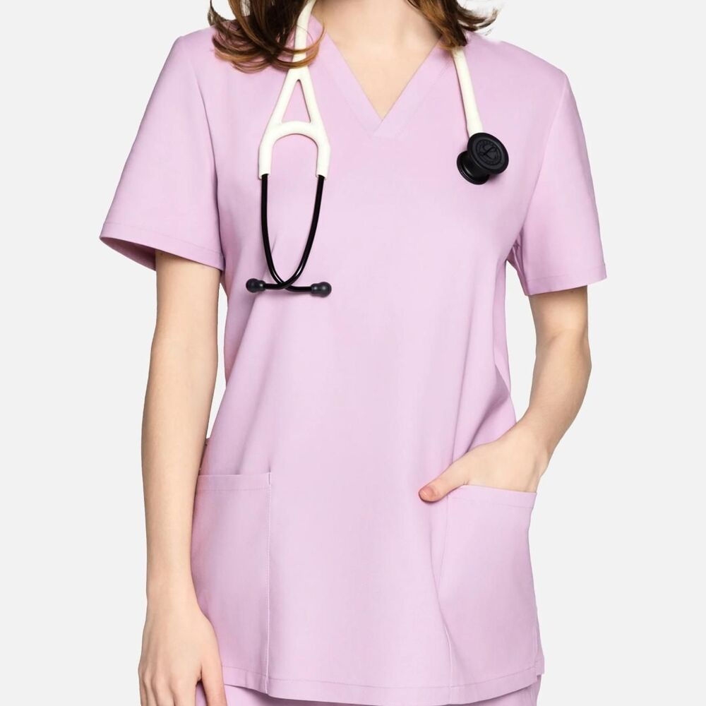NWT Lambda Acadia Stella Every Day Scrub Top M Pink Lilac